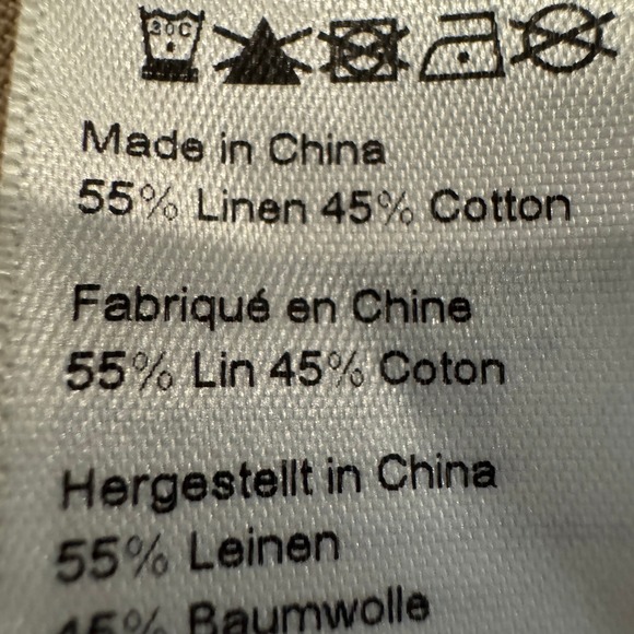 Women's 12 Linen Blend Double Breasted Fit & Flare Dress Tan Cap Sleeve Pockets - Picture 9 of 14